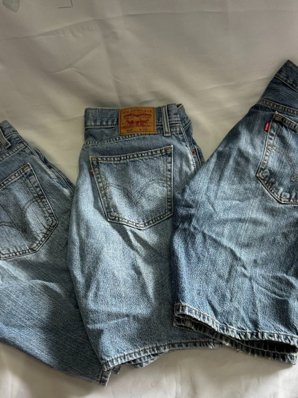 3 pairs of Men's Levi Denim Shorts Size 34
